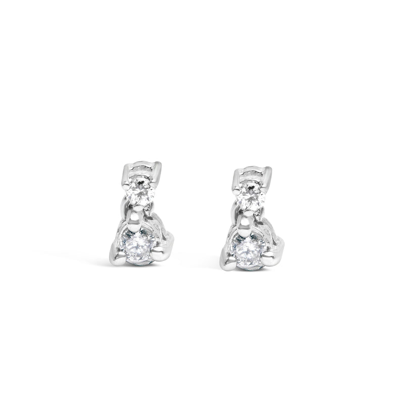 Bids.com 14K White Gold 1/4 Cttw Double Diamond Drop and Dangle Stud Earrings (H-I Color, SI1-SI2 Clarity) Earrings
