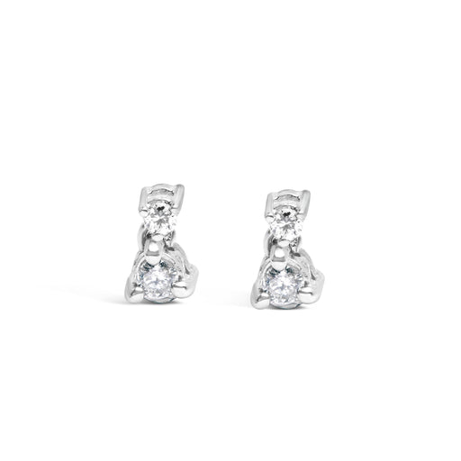 Bids.com 14K White Gold 1/4 Cttw Double Diamond Drop and Dangle Stud Earrings (H-I Color, SI1-SI2 Clarity) Earrings