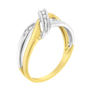 Bids.com 10K Yellow and White Gold 1/20 Cttw Round-Cut Diamond Bypass Ring (I2 Color, I-J Clarity) Rings