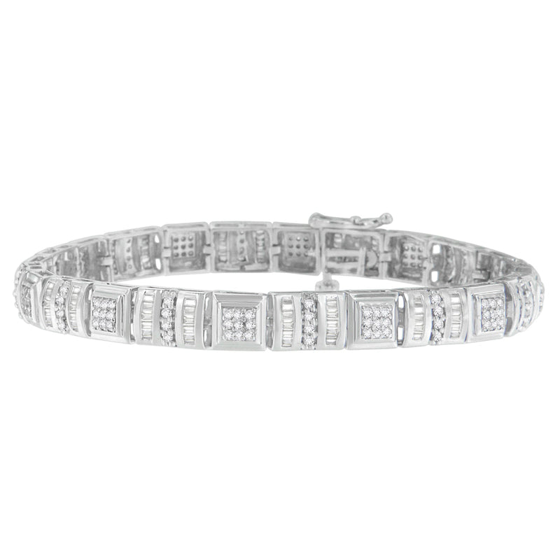 Bids.com 10K White Gold Round and Baguette Cut Diamond Bracelet (2.00 cttw, H-I Color, I2-I3 Clarity) Bracelets