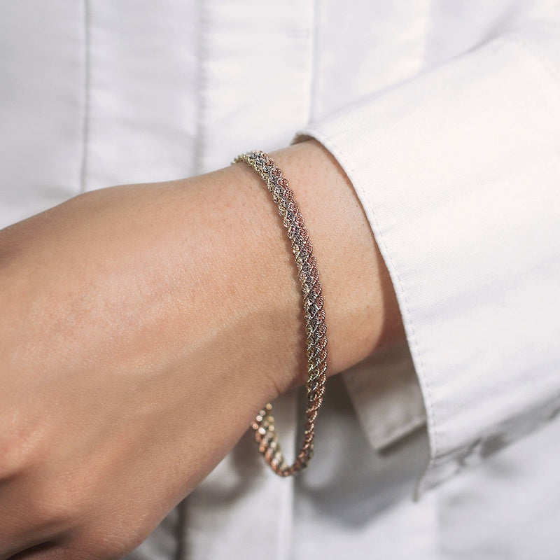Bids.com 10k Tri-Toned Gold Multi-Strand Rope Chain Bracelet (6.35 mm) Bracelets