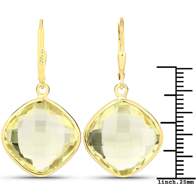 Bids.com 21.40 Carat Genuine Lemon Quartz .925 Sterling Silver Earrings Earrings