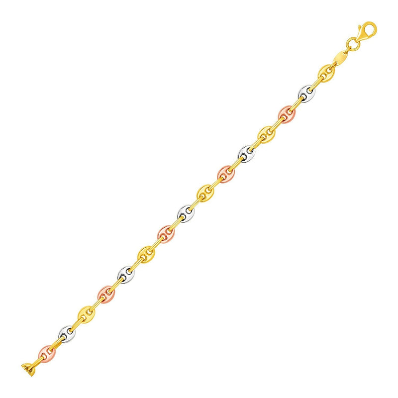 Bids.com 14k Tri Color Gold Mariner Link Anklet Accessories