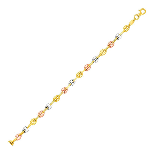 Bids.com 14k Tri Color Gold Mariner Link Anklet Accessories