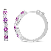 Bids.com 10K White Gold, Â½ Cttw Diamond, & Â½ Cttw Lab-Grown Blue Sapphire Leverback Hoop Earrings (H-I Color, I1-I2 Clarity) Earrings