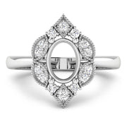 Bids.com 0.20 Carat Genuine White Diamond 14K White Gold Semi Mount Ring - holds 8x6mm Oval Gemstone Rings