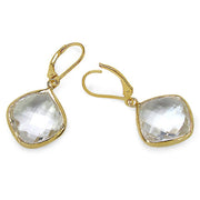 Bids.com 14K Yellow Gold Plated 23.86 Carat Genuine Crystal Quartz Sterling Silver Earrings Earrings