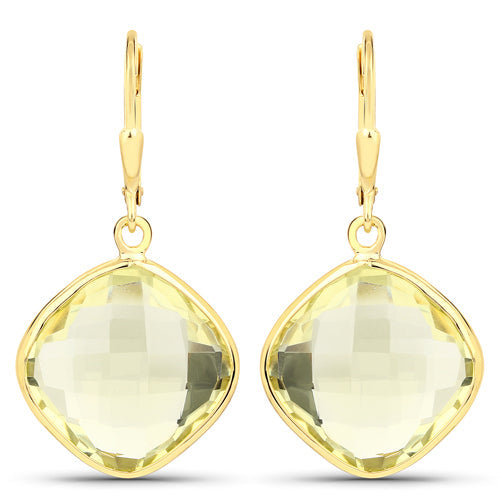 Bids.com 21.40 Carat Genuine Lemon Quartz .925 Sterling Silver Earrings Earrings