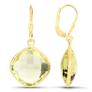 Bids.com 21.40 Carat Genuine Lemon Quartz .925 Sterling Silver Earrings Earrings