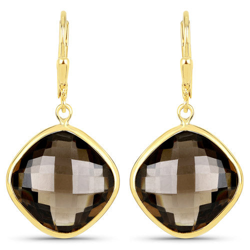 Bids.com 21.40 Carat Genuine Smoky Quartz .925 Sterling Silver Earrings Earrings