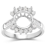 Bids.com 0.58 Carat Genuine White Diamond 14K White Gold Semi Mount Ring - holds 9.00mm Round Gemstone Rings