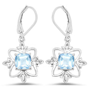 Bids.com 5.30 Carat Genuine Swiss Blue Topaz .925 Sterling Silver Earrings Earrings