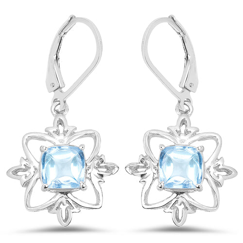 Bids.com 5.30 Carat Genuine Swiss Blue Topaz .925 Sterling Silver Earrings Earrings