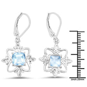 Bids.com 5.30 Carat Genuine Swiss Blue Topaz .925 Sterling Silver Earrings Earrings