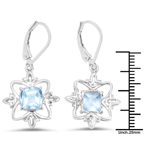 Bids.com 5.30 Carat Genuine Swiss Blue Topaz .925 Sterling Silver Earrings Earrings