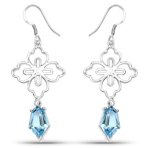 Bids.com 12.14 Carat Genuine Swiss Blue Topaz .925 Sterling Silver Earrings Earrings