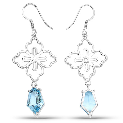 Bids.com 12.14 Carat Genuine Swiss Blue Topaz .925 Sterling Silver Earrings Earrings