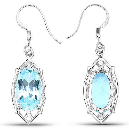 Bids.com 13.68 Carat Genuine Blue Topaz .925 Sterling Silver Earrings Earrings
