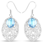 Bids.com 10.72 Carat Genuine Blue Topaz .925 Sterling Silver Earrings Earrings