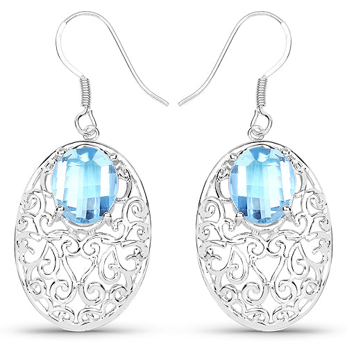 Bids.com 10.72 Carat Genuine Blue Topaz .925 Sterling Silver Earrings Earrings
