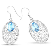 Bids.com 10.72 Carat Genuine Blue Topaz .925 Sterling Silver Earrings Earrings
