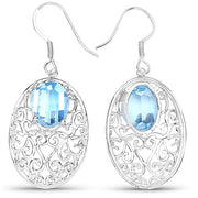 Bids.com 10.72 Carat Genuine Blue Topaz .925 Sterling Silver Earrings Earrings