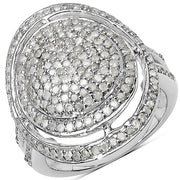 Bids.com 1.13 Carat Genuine White Diamond .925 Sterling Silver Ring Rings