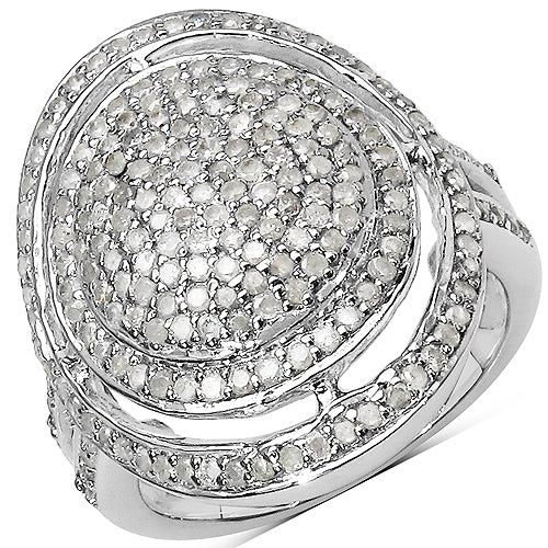 Bids.com 1.13 Carat Genuine White Diamond .925 Sterling Silver Ring Rings