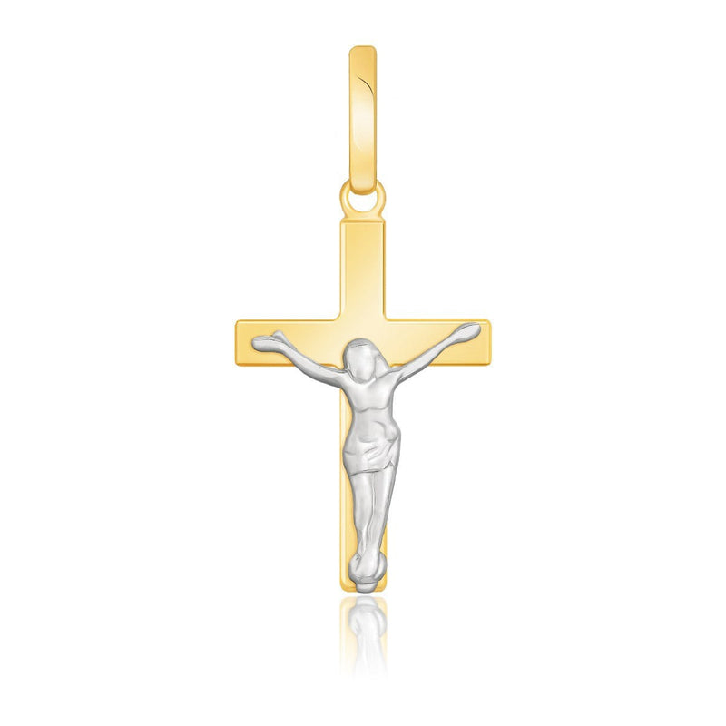 Bids.com 14k Two Tone Gold Crucifix Motif Pendant Pendants
