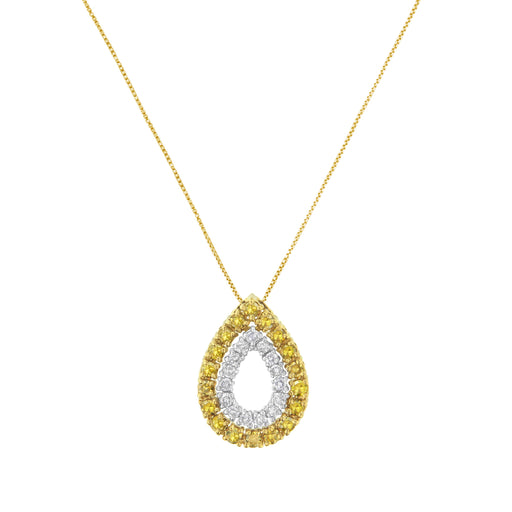 Bids.com Yellow Gold Plated Sterling Silver Treated Yellow Diamond Pear Shape Pendant Necklace (1/2 cttw, Yellow Color, I2-I3 Clarity) Necklaces