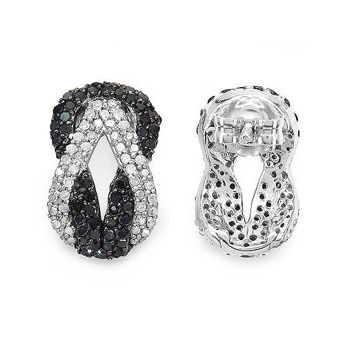 Bids.com 1.05 Carat Genuine Black Diamond & White Diamond .925 Sterling Silver Earrings Earrings