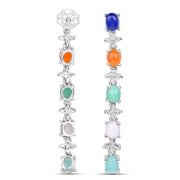 Bids.com 4.40 Carat Genuine Multi Stone .925 Sterling Silver Earrings Earrings