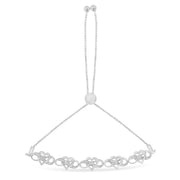 Bids.com .925 Sterling Silver Miracle Set Diamond Accented Infinity Hearts 6â€-9â€ Adjustable Bolo Bracelet (H-I Color, I2-I3 Clarity) Bracelets