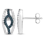 Bids.com 0.42 Carat Genuine Blue Diamond & White Diamond .925 Sterling Silver Earrings Earrings