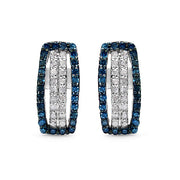 Bids.com 0.51 Carat Genuine Blue Diamond & White Diamond .925 Sterling Silver Earrings Earrings