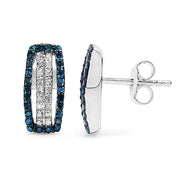 Bids.com 0.51 Carat Genuine Blue Diamond & White Diamond .925 Sterling Silver Earrings Earrings