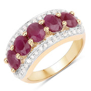 Bids.com 1.74 Carat Genuine Ruby and White Diamond .925 Sterling Silver Ring Rings