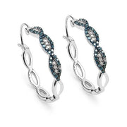 Bids.com 0.52 Carat Genuine Blue Diamond & White Diamond .925 Sterling Silver Earrings Earrings