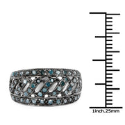 Bids.com 0.60 Carat Genuine Blue Diamond .925 Sterling Silver Ring Rings