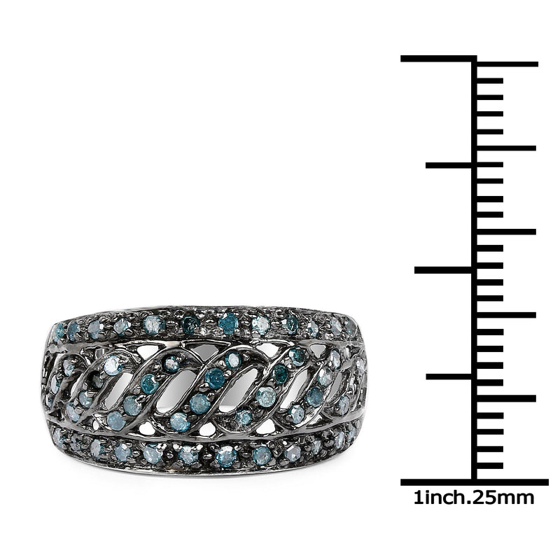 Bids.com 0.60 Carat Genuine Blue Diamond .925 Sterling Silver Ring Rings