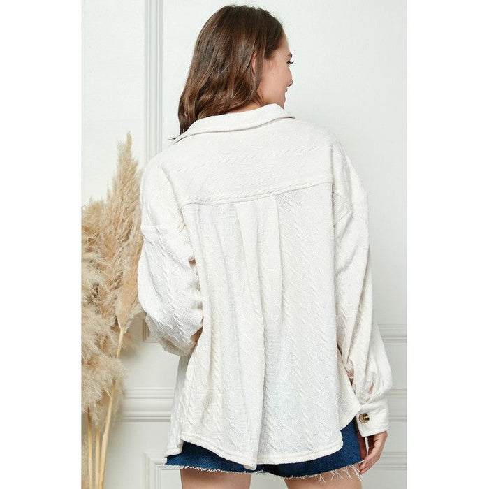 Cable Knit Button Down Shacket