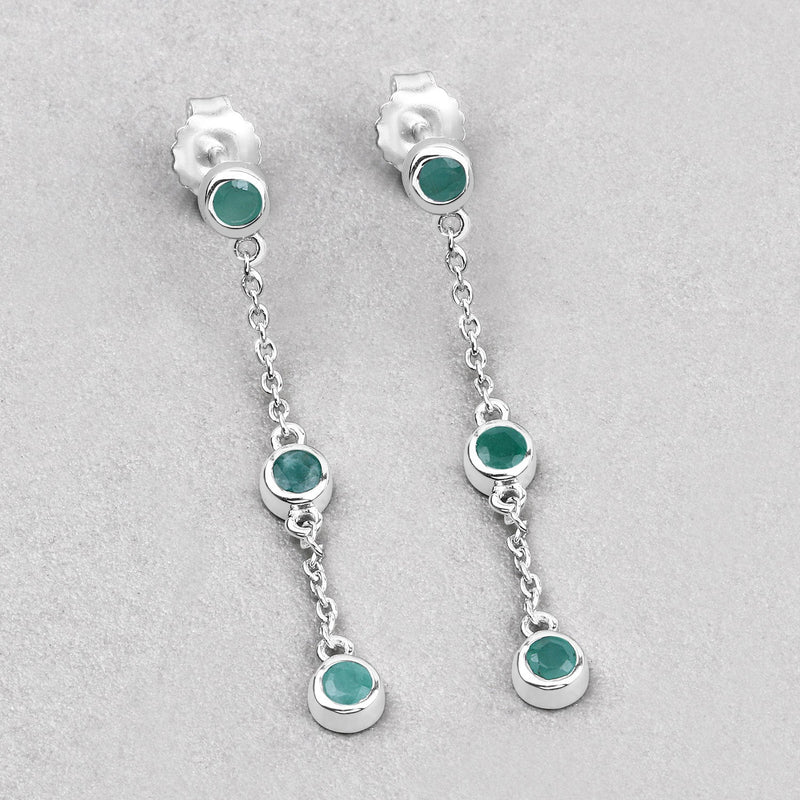 Bids.com 0.60 Carat Genuine Emerald .925 Sterling Silver Earrings Earrings