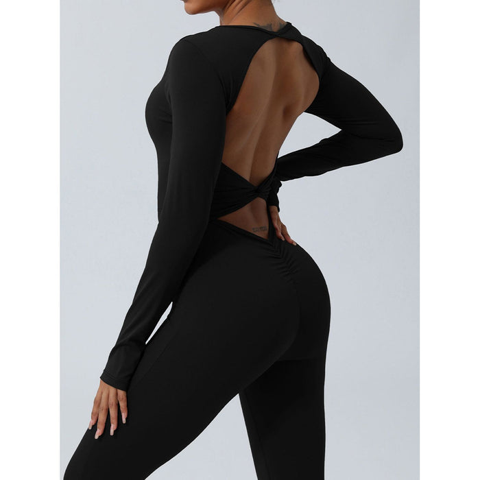 Twisted Backless Long Sleeve Jumpsuit