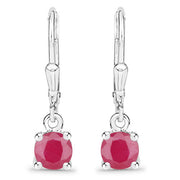 Bids.com 1.20 Carat Genuine Ruby .925 Sterling Silver Earrings Earrings