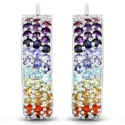 Bids.com 8.79 Carat Genuine Multi Stones .925 Sterling Silver Earrings Earrings