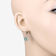 Bids.com 0.44 Carat Genuine Emerald and Created White Sapphire .925 Sterling Silver Earrings Earrings