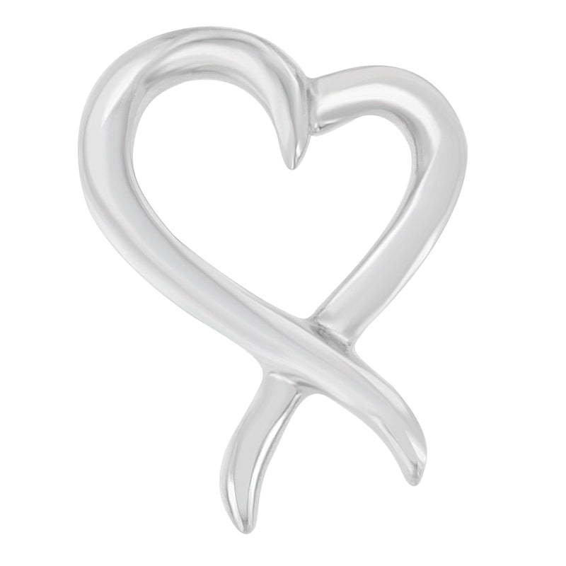 Bids.com .925 Sterling Silver Open Heart-Shaped Awareness Ribbon Pendant Necklace Necklaces