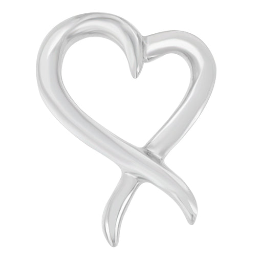 Bids.com .925 Sterling Silver Open Heart-Shaped Awareness Ribbon Pendant Necklace Necklaces