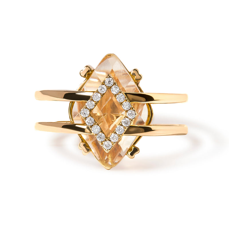Bids.com 14K Yellow Gold 15x15 MM Marquise Cut Yellow Topaz and Diamond Accent Statement Cocktail Ring (G-H Color, SI1-SI2 Clarity) Rings