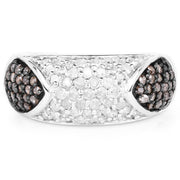 Bids.com 0.94 Carat Genuine Champagne Diamond and White Diamond .925 Sterling Silver Ring Rings